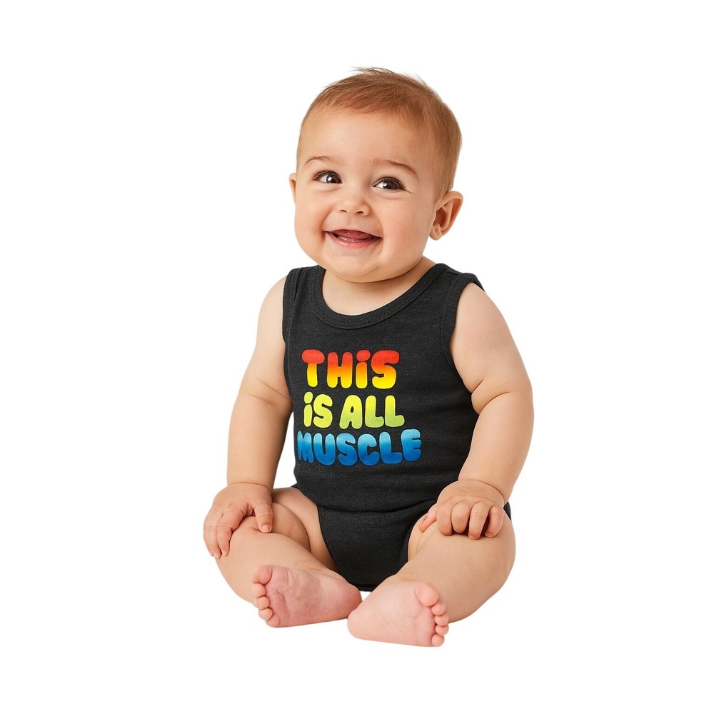 Garanimals 12 Months Baby Bodysuit Dark‎ Heather Grey Sleeveless Muscle Playful